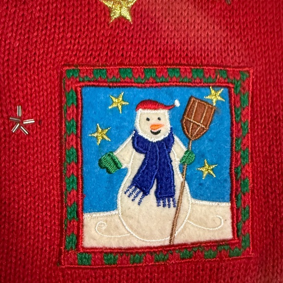 Designers Originals Red and Cream Embroidered Holiday Sweater Vest, Petite XL - Picture 3 of 10